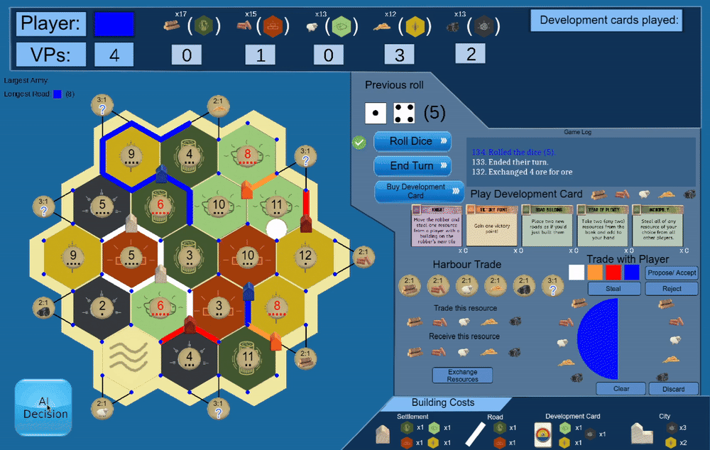 Learning to Settle: Reinforcement Learning in Catan visualization